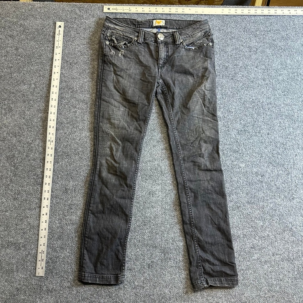 Antik Denim Jeans Womens Size 28 Faded Black Studded Skinny Y2K Low Rise